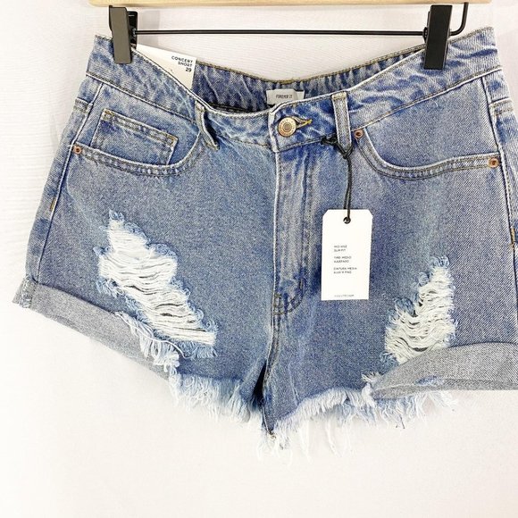 Forever 21 Mid Rise Concept Denim Shorts 29 - Picture 5 of 11